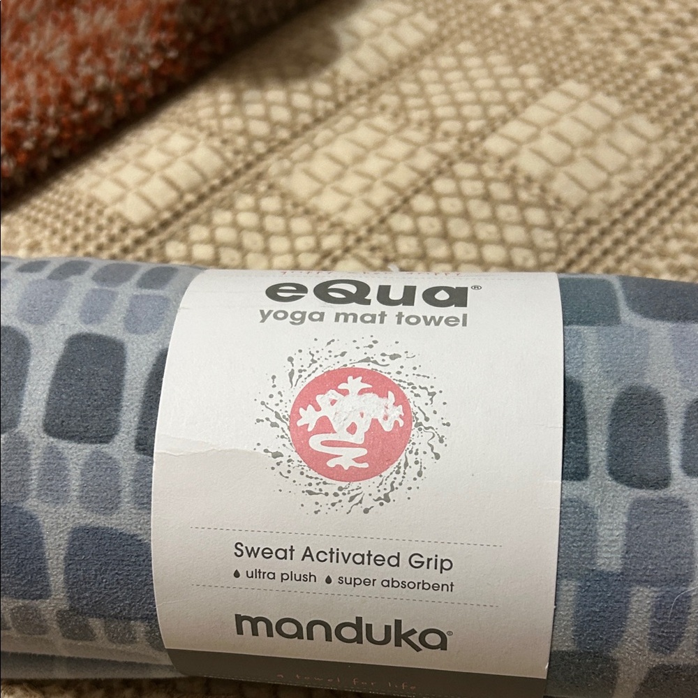 Manduka eQua Yoga Mat Towel in Patina Squares  Pattern